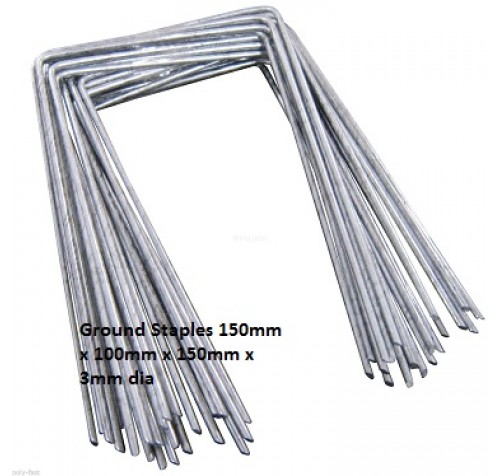 GALVANISED STEEL GROUND COVER FIXING STAPLES / PEGS / PINS 150mm x 100mm x 150mm