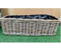 2 x 60cm Rectangle Rattan Planters With Liner