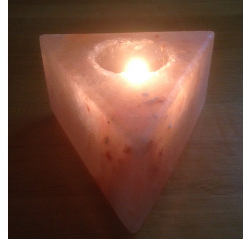 HIMALAYAN ROCK SALT CANDLE TEALIGHT HOLDER (TRIANGLE) DESIGN